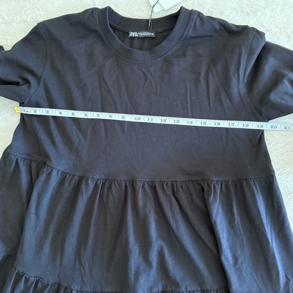 Zara Black Ribbed Collar Top - Picture 7 of 8